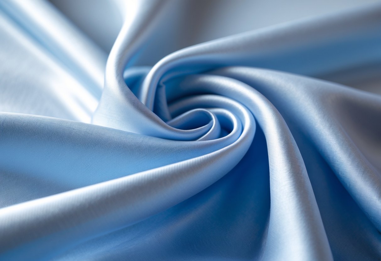 Close-up of smooth, slightly shiny nylon fabric with a fine weave, gently folded on a neutral background.