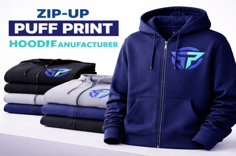 Bestest Zip Up Puff Print Hoodie manufacturer 1